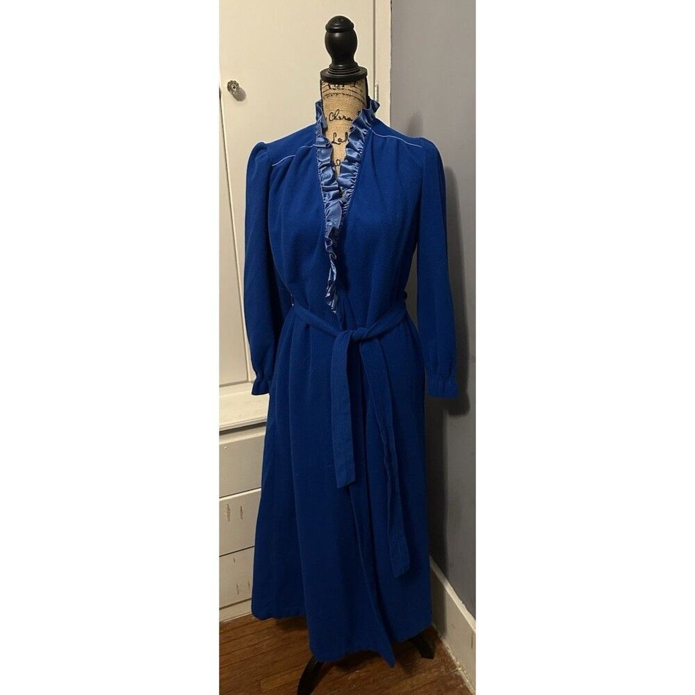Vtg Sears At Home Wear Blue Robe House Coat Womens Medium 12/14